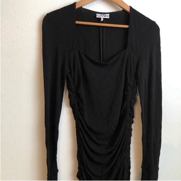 GANNI Ruched crepe midi dress - Picture 10 of 16